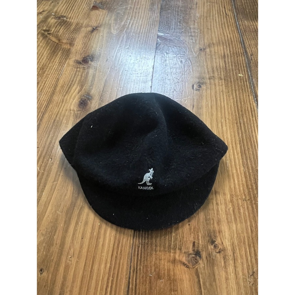 Kangol Black Wool Blend Flat Cap Hat Men's Seahawks